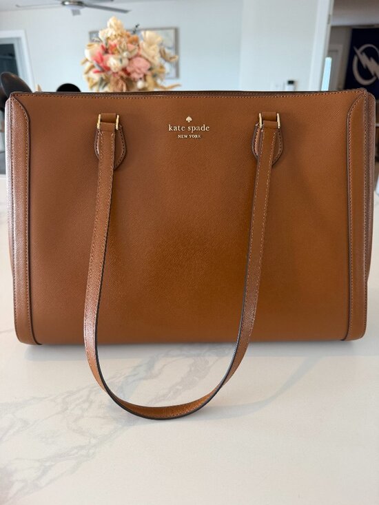 kate spade Handbags - Kate Spade Madison Saffiano Leather East West Laptop Work Tote, Cavern Clay